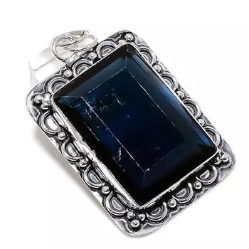 Подарочный кулон ручной работы из стерлингового серебра 925 пробы с натуральным лондонским голубым топазом 2,56 дюйма g2V36