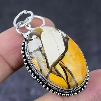 Подарочный кулон ручной работы из стерлингового серебра 925 пробы с натуральным драгоценным камнем Мукаит 2,05 дюйма m8n63