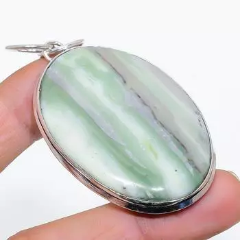 Подарочный кулон ручной работы из стерлингового серебра 925 пробы с натуральным зеленым опалом 2,56 дюйма L6G80