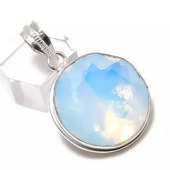 Подарочный кулон ручной работы из стерлингового серебра 925 пробы с натуральным молочным опалом 1,62 дюйма A2h75