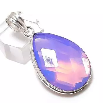 Подарочный кулон ручной работы из стерлингового серебра 925 пробы с натуральным молочным опалом 1,77 дюйма j7N17