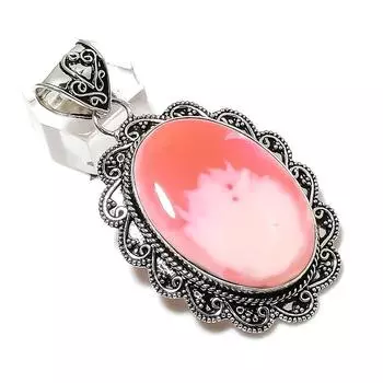 Подарочный кулон ручной работы из стерлингового серебра 925 пробы с натуральным розовым опалом 2,44 дюйма W6j16