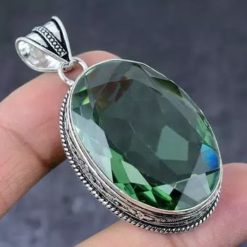 Подарочный кулон ручной работы из стерлингового серебра 925 пробы с натуральным драгоценным камнем цаворит 2,29 дюйма m5G31