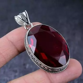 Подарочный кулон ручной работы из стерлингового серебра 925 пробы с натуральным мозамбикским гранатом 2,29 дюйма q7I23