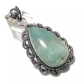 Подарочный кулон ручной работы из стерлингового серебра 925 пробы с натуральным аквамарином 2,60 дюйма S5H63