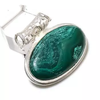 Подарочный кулон ручной работы из стерлингового серебра 925 пробы с натуральным малахитом 1,26 дюйма T5D91