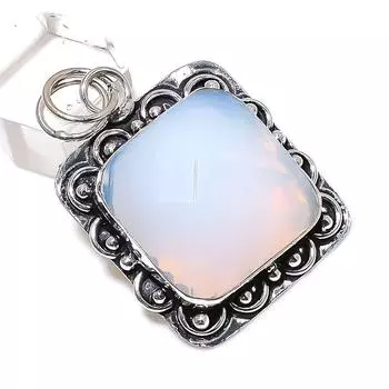 Подарочный кулон ручной работы из стерлингового серебра 925 пробы с натуральным молочным опалом 2,01 дюйма S6q28