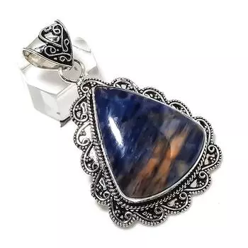 Подарочный кулон ручной работы из стерлингового серебра 925 пробы с натуральным камнем содалитом 2,44 дюйма p0B56