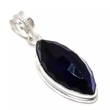 Подарочный кулон ручной работы из стерлингового серебра 925 пробы с натуральным лондонским голубым топазом 1,73 дюйма Y3v34