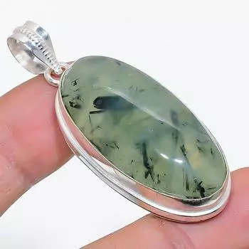 Подарочный кулон ручной работы из стерлингового серебра 925 пробы с натуральным драгоценным камнем пренитом 2,09 дюйма a6U45