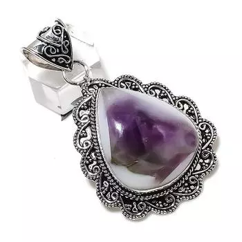 Подарочный кулон ручной работы из стерлингового серебра 925 пробы супер аметист с 23 драгоценными камнями 2,36 дюйма Q8O47