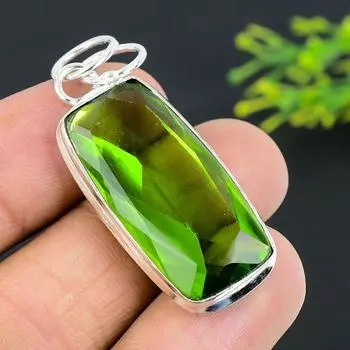 Подарочный кулон ручной работы из стерлингового серебра 925 пробы с натуральным драгоценным камнем перидот 1,97 дюйма V5C88