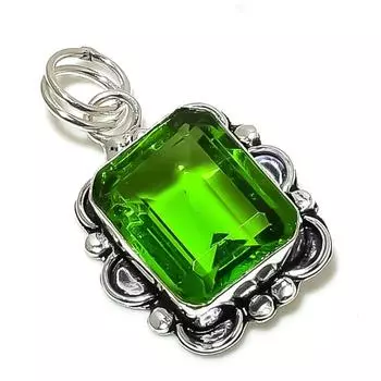 Подарочный кулон ручной работы из стерлингового серебра 925 пробы с натуральным драгоценным камнем перидот 1,77 дюйма Q5Z32