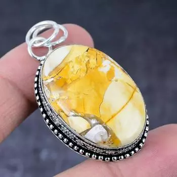 Подарочный кулон ручной работы из стерлингового серебра 925 пробы с натуральным драгоценным камнем Мукаит 2,17 дюйма W6w77