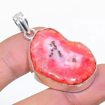 Подарочный кулон ручной работы из стерлингового серебра 925 пробы с натуральным розовым солнечным кварцем 1,65 дюйма I5i26