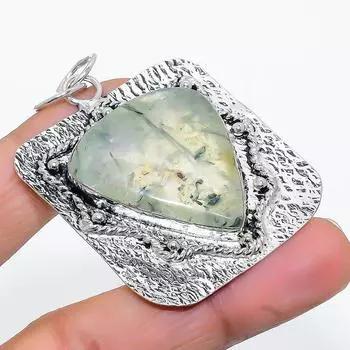 Подарочный кулон ручной работы из стерлингового серебра 925 пробы с натуральным драгоценным камнем пренитом 2,36 дюйма p8y95