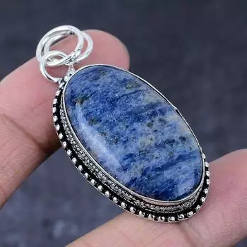 Подарочный кулон ручной работы из стерлингового серебра 925 пробы с натуральным драгоценным камнем содалитом 2,17 дюйма J2w52