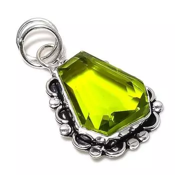 Подарочный кулон ручной работы из стерлингового серебра 925 пробы с натуральным драгоценным камнем перидот 1,77 дюйма A3g23