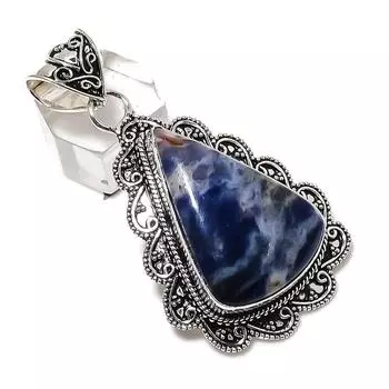 Подарочный кулон ручной работы из стерлингового серебра 925 пробы с натуральным драгоценным камнем содалитом 2,44 дюйма G0K50