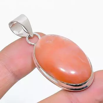 Подарочный кулон ручной работы из стерлингового серебра 925 пробы с натуральным солнечным камнем 1,97 дюйма B6d60