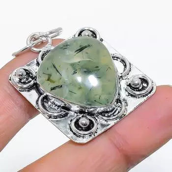 Подарочный кулон ручной работы из стерлингового серебра 925 пробы с натуральным драгоценным камнем пренитом 1,85 дюйма p0P60
