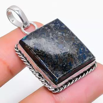 Подарочный кулон ручной работы из стерлингового серебра 925 пробы с натуральным азуритом 1,62 дюйма F8q35