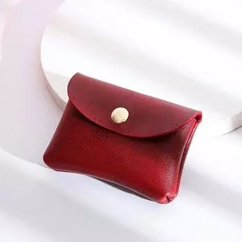 Подарочный мешочек для наушников, держатель для карт, пряжка, кошелек, мини-сумка для хранения, маленький клатч, короткий кошелек для монет красный