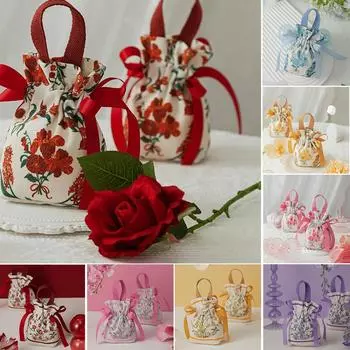 Подарочный мешок для конфет на свадьбу, портативный холщовый подарочный мешок, праздничная свадебная упаковочная коробка, простой ручной детский подарок для хранения 9.5X5.5X14cm