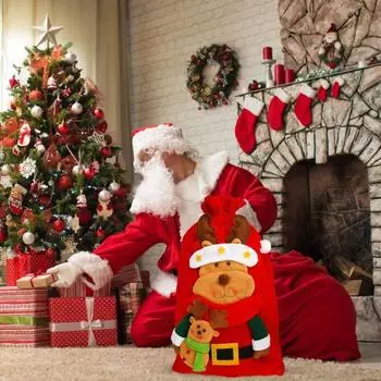Подарочный мешок Санты Большая вместимость Затягивающийся рождественский мешок для конфет Подарки Многоразовый 3D A