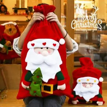 Подарочный мешок Санты, большая вместимость, затягивающийся шнурок, рождественский мешок для конфет, подарков