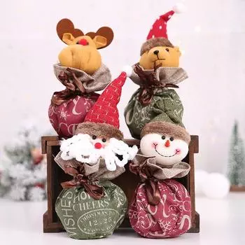 Подарочный мешок Санты, мешок конфет, снежинка, плюшевые мультяшные украшения на шнурке для дома, новогодний подарок, органайзер для хранения