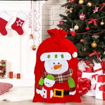 Подарочный мешок Yousheng Santa, большая вместимость, затягивающийся рождественский мешок для конфет, подарков, многоразовый 3D-дизайн, тканевый подарочный мешок для рождественских вечеринок A