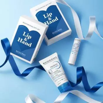 [Подарочный набор/эксклюзивное онлайн-предложение] Подарочный набор для губ и рук Bioderma Atoderm (4 г помады + крем для рук 50 мл), Корейская косметика