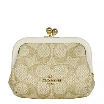 Подарочный набор COACH на шнурке, кошелек, монетница, портмоне C7518 IMDQC Khaki x Signature [Сумка Coach/в упаковке] для женщин (Светлый мел) [Выход]