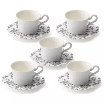 Подарочный набор для кофе на 5 клиентов, набор из блюдец и чашек белого цвета [Dolce duo] (в штучной упаковке) и РУ-1723