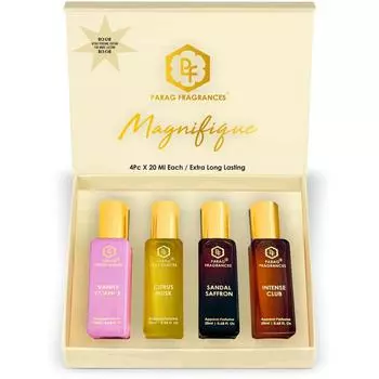 Подарочный набор духов Magnifique/Давные духи длительного действия, 4 шт. по 20 мл в каждой упаковке (Vanity, Цитрусовый мускус, Сандал-шафран, Intense Club) 4 Pc of 20ml Each