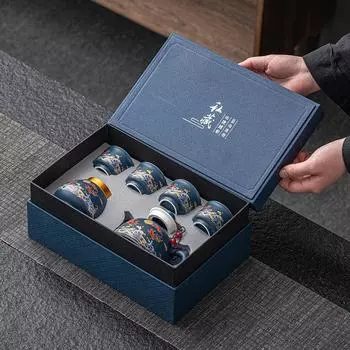 Подарочный набор из китайских керамических чайных сервизов Чайный сервиз в стиле кунг-фу Один чайник и четыре чашки Чайник и чашка