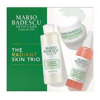Подарочный набор Mario Badescu Radiant Skin Trio Kit Skincare включает в себя 1 x 4 унции жидкости (118,3 мл) Спрей для лица с алоэ и розовой водой;