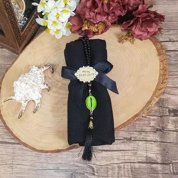 Подарочный набор персонализированной шали Tasbeeh | Исламский подарок ко Дню матери | Подарок подруге | Подарок на день рождения | Исламский подарок для мамы | Подарок для нее чёрный