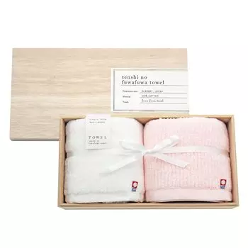Подарочный набор полотенец Dolce Duo Imabari для лица из дерева Family Good Year, сделано в Японии, набор, полотенце, 2 шт., простое, белое, розовое, коробка, праздник, подарок, DAM-055
