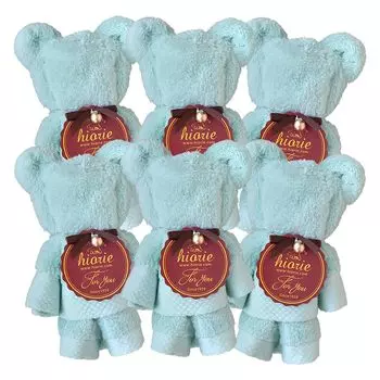 Подарочный набор полотенец Imabari с изображением медведя из 6 полотенец Подарочный набор Подарок на праздник День рождения Свадьба Выпускной Подарок Милые дамы Женщины Сделано в Японии Ручная работа цвет морской волны