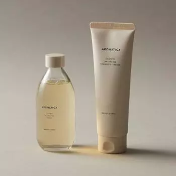 Подарочный пакет для покупок Aromatica Tea Tree Balancing Skin набор из 2 предметов: пенящееся очищающее средство 180 мл + тонер 200 мл, 1 предмет