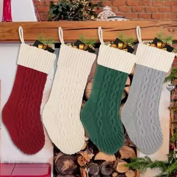 Подарочный пакет для рождественских чулок Yousheng Knit 18 дюймов, большой вязаный рождественский чулок, подвесной рождественский чулок для праздничной вечеринки у камина серый