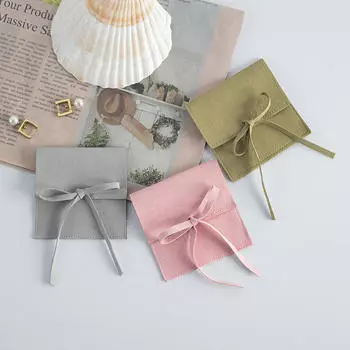 Подарочный пакет для ювелирных изделий из микрофибры, мешочек для ювелирных изделий, конверт с лентой, органайзер, сумка для колец, сережек, ожерелий чёрный