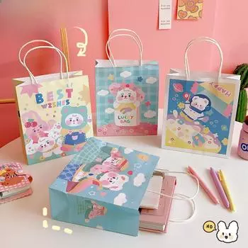 Подарочный пакет Мешок Медведь Мешок Студенческий подарок на день рождения Бумажный пакет Rainbow Rabbit/10pcs