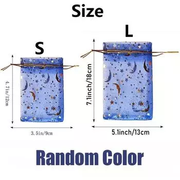 Подарочный пакет со звездами и луной из органзы с принтом для ювелирных изделий, подарочная упаковка для конфет, свадьба, рождественская вечеринка, день благодарения, красочная сумка с завязками 50PCS