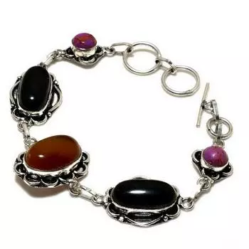 Подарочный ювелирный браслет из сердолика, меди, фиолетовой бирюзы, 6–8 дюймов