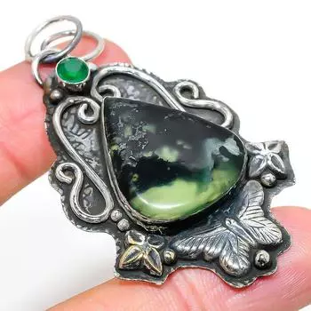 Подарочный ювелирный кулон ручной работы из стерлингового серебра 925 пробы с нефритом 2,48 дюйма n6d96