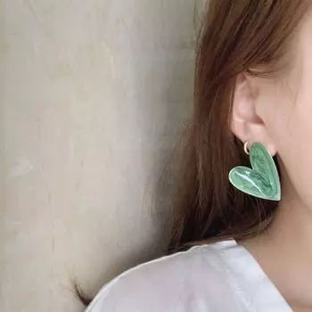 Подарок Большое Сердце Любви Капает Масло Зеленый Синий Серьги-гвоздики Ухо Пуссеты Модные Украшения Серьги-Сердца синий