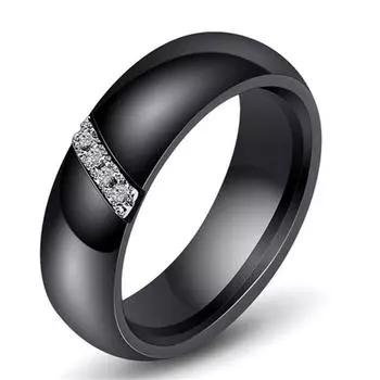Подарок Черный Годовщина Белый Мода Свадьба Простые влюбленные Кольцо Круглый Ювелирные Изделия Керамика Девушка Поставка 6 чёрный